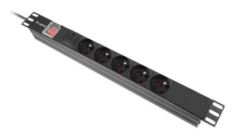 LISTWA ZASILAJĄCA RACK PDU 19" LANBERG 1U 16A 5X 230V PL 2M CZARNA C14