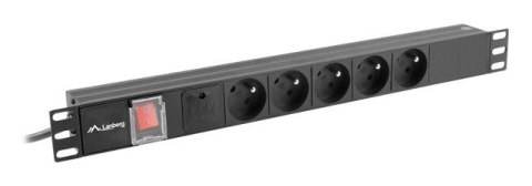 LISTWA ZASILAJĄCA RACK PDU 19" LANBERG 1U 16A 5X 230V PL 2M CZARNA C14