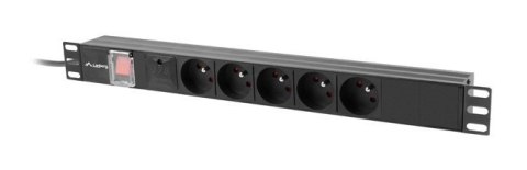LISTWA ZASILAJĄCA RACK PDU 19" LANBERG 1U 16A 5X 230V PL 2M CZARNA C14