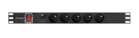 LISTWA ZASILAJĄCA RACK PDU 19" LANBERG 1U 16A 5X 230V PL 2M CZARNA C14