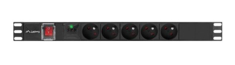 LISTWA ZASILAJĄCA RACK PDU 19" LANBERG 1U 16A 5X 230V PL 2M CZARNA