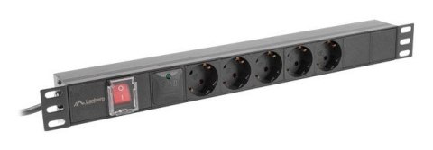LISTWA ZASILAJĄCA RACK PDU 19" LANBERG 1U 16A 5X 230V SCHUKO 2M CZARNA