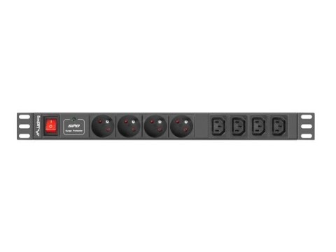 Lanberg PDU-04E04I-0200-BK rozdzielacz zasilania PDU 4 x gniazdo sieciowe 1U Czarny