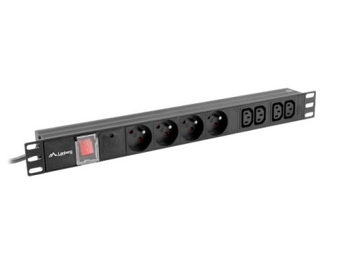 Lanberg PDU-04E04I-0200-BK rozdzielacz zasilania PDU 4 x gniazdo sieciowe 1U Czarny