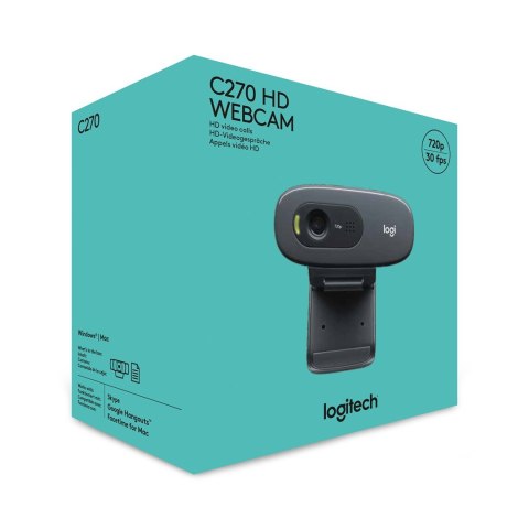 Logitech C270 HD kamera internetowa 3 MP 1280 x 720 px USB 2.0 Czarny Logitech C270 HD kamera internetowa 3 MP 1280 x 720 px USB 2.0 Czarny