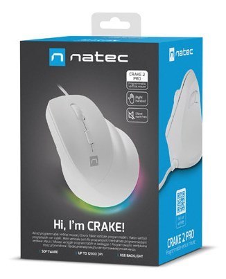 MYSZ WERTYKALNA NATEC CRAKE 2 PRO 12800DPI BIAŁA PROGRAMOWALNA OPTYCZNA