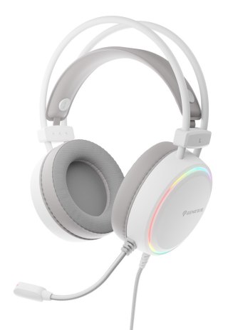 SŁUCHAWKI NAUSZNE GENESIS NEON 613 G2 RGB Z MIKROFONEM PODŚWIETLENIE BIAŁE