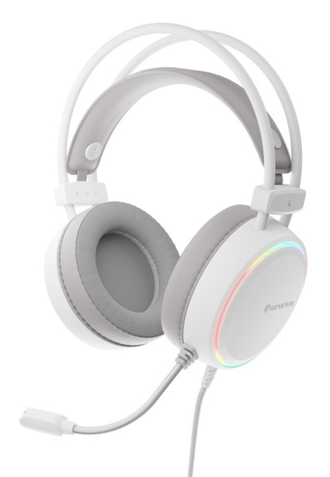 SŁUCHAWKI NAUSZNE GENESIS NEON 613 G2 RGB Z MIKROFONEM PODŚWIETLENIE BIAŁE