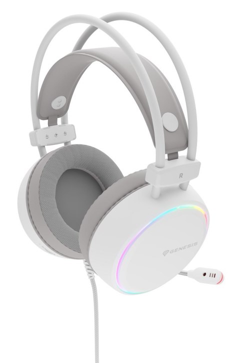 SŁUCHAWKI NAUSZNE GENESIS NEON 613 G2 RGB Z MIKROFONEM PODŚWIETLENIE BIAŁE