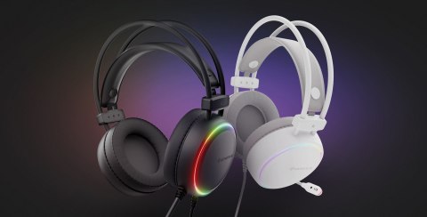 SŁUCHAWKI NAUSZNE GENESIS NEON 613 G2 RGB Z MIKROFONEM PODŚWIETLENIE BIAŁE