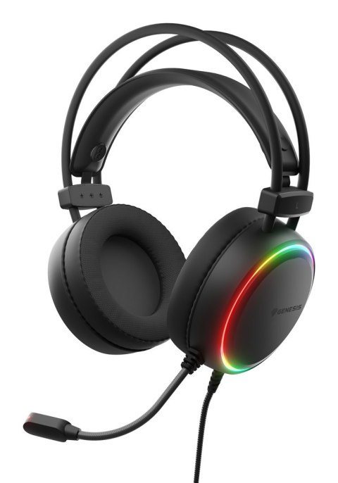 SŁUCHAWKI NAUSZNE GENESIS NEON 613 G2 RGB Z MIKROFONEM PODŚWIETLENIE CZARNE