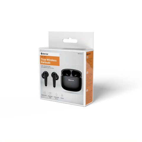 Denver TWE-48B Zestaw słuchawkowy True Wireless Stereo (TWS) Douszny Połączenia/muzyka Bluetooth Czarny
