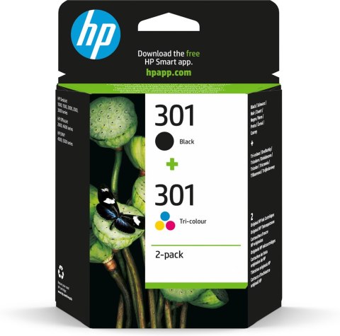 HP 301 zestaw 2 oryginalnych wkładów atramentowych: czarny/trójkolorowy