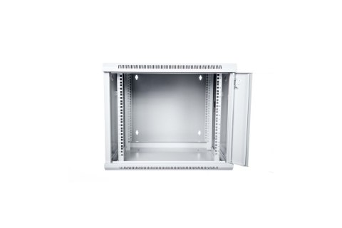 Szafa sieciowa wisząca 19" 9U rack 600x550, drzwi szyba, szary, dzielona, złożona, 60kg Szafa sieciowa wisząca 19" 9U rack 600x550, drzwi szyba, szary, dzielona, złożona, 60kg