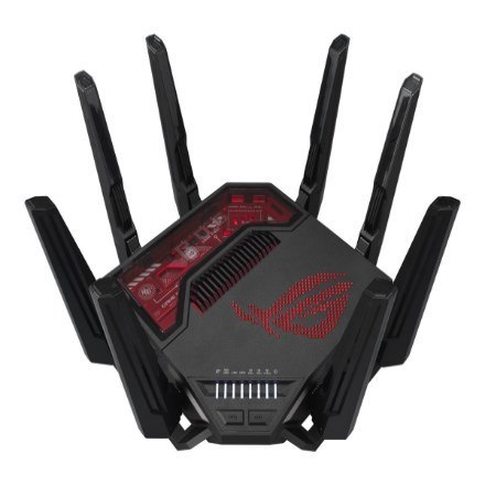 ASUS ROG Rapture GT-BE19000 router bezprzewodowy Multi-Gigabit Ethernet Trójpasmowy (2,4 GHz / 5 GHz / 6 GHz) Czarny, Czerwony ASUS ROG Rapture GT-BE19000 router bezprzewodowy Multi-Gigabit Ethernet Trójpasmowy (2,4 GHz / 5 GHz / 6 GHz) Czarny, Czerwony