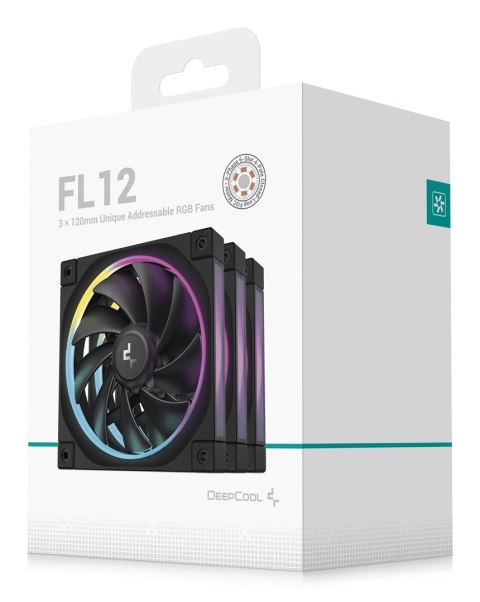 DeepCool FL12-3 in 1 Obudowa komputera Wentylator 12 cm Czarny 3 szt.