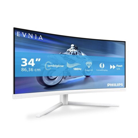 Philips 34M2C5501A/00 monitor komputerowy 86,4 cm (34") 3440 x 1440 px Wide Quad HD LCD Biały