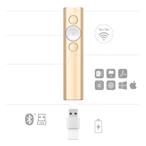 Logitech Spotlight pilot bezprzewodowy Bluetooth/RF Złoto Logitech Spotlight pilot bezprzewodowy Bluetooth/RF Złoto