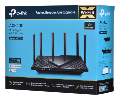 TP-Link Archer AX72 Pro router bezprzewodowy Gigabit Ethernet Dual-band (2.4 GHz/5 GHz) Czarny TP-Link Archer AX72 Pro router bezprzewodowy Gigabit Ethernet Dual-band (2.4 GHz/5 GHz) Czarny