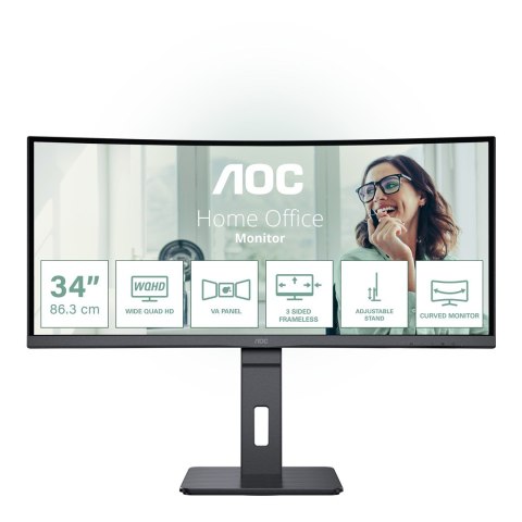 AOC CU34P3CV monitor komputerowy 86,4 cm (34") 3440 x 1440 px UltraWide Quad HD LED Czarny AOC CU34P3CV monitor komputerowy 86,4 cm (34") 3440 x 1440 px UltraWide Quad HD LED Czarny