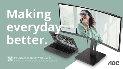 AOC CU34P3CV monitor komputerowy 86,4 cm (34") 3440 x 1440 px UltraWide Quad HD LED Czarny AOC CU34P3CV monitor komputerowy 86,4 cm (34") 3440 x 1440 px UltraWide Quad HD LED Czarny