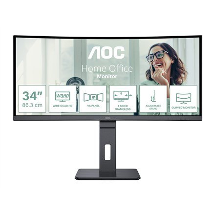 AOC CU34P3CV monitor komputerowy 86,4 cm (34") 3440 x 1440 px UltraWide Quad HD LED Czarny AOC CU34P3CV monitor komputerowy 86,4 cm (34") 3440 x 1440 px UltraWide Quad HD LED Czarny