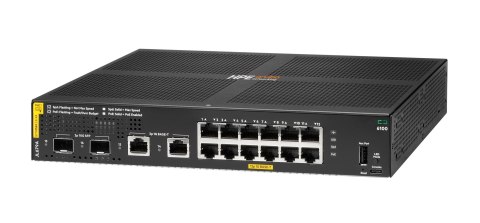 HPE Aruba 6100 Managed 12G 2SFP+ PoE+ 139W Switch HPE Aruba 6100 Managed 12G 2SFP+ PoE+ 139W Switch