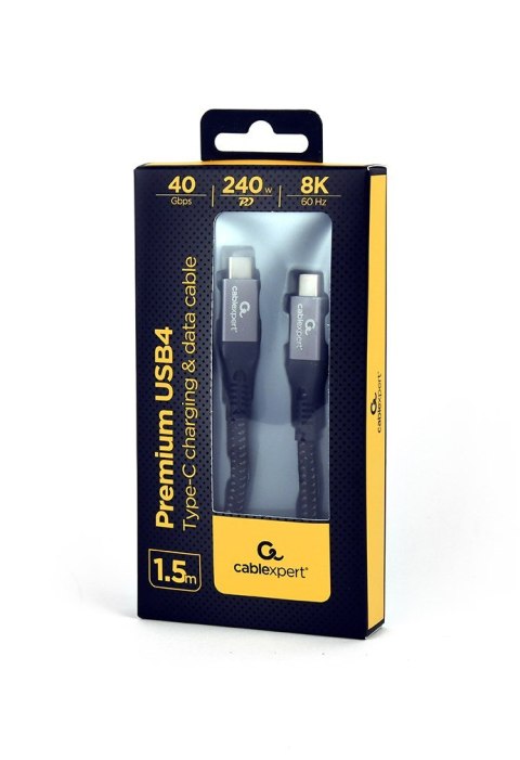 GEMBIRD KABEL USB 4 TYPU C POWER DELIVERY (PD) DO ŁADOWANIA I TRANSMISJI DANYCH 40 GB/S, 240 W, 1.5 M