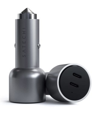 Satechi - Zasilacz samochodowy - 40 W - PD - 2 porty wyjściowe (24 pin USB-C) - Aluminium