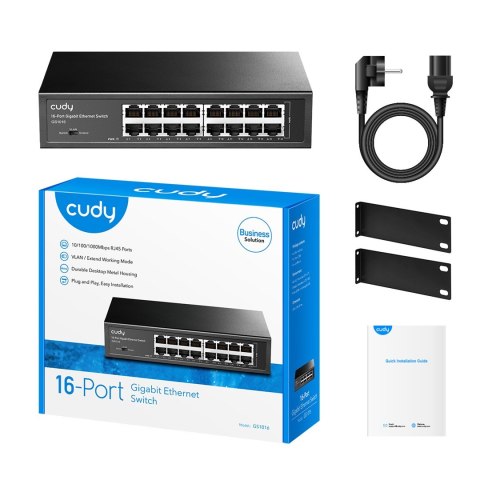 Cudy GS1016 łącza sieciowe Gigabit Ethernet (10/100/1000) Czarny