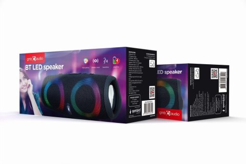 GEMBIRD PRZENOŚNY GŁOŚNIK BLUETOOTH LED RMS 2X 5W, WBUDOWANY MIKROFON, KOLOR CZARNY, USB, AUX, MICROSD