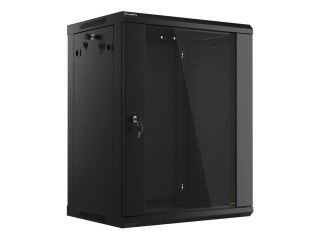 Lanberg :: Rack Cabinet 19? Wall-Mount 15U/600X450 (flat-pack) V2 Black, Glass door