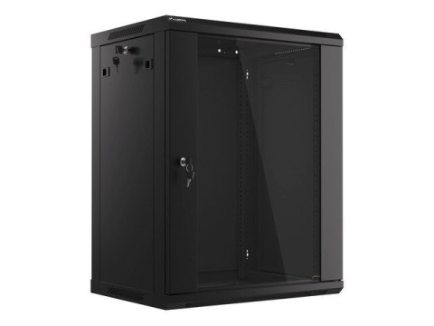 Lanberg :: Rack Cabinet 19? Wall-Mount 15U/600X450 (flat-pack) V2 Black, Glass door