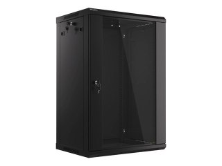 Lanberg :: Rack Cabinet 19? Wall-Mount 18U/600X450 (flat-pack) V2 Black, Glass door