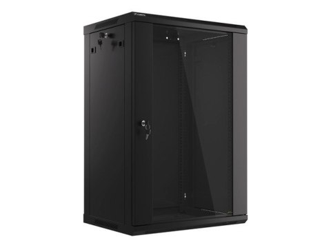 Lanberg :: Rack Cabinet 19? Wall-Mount 18U/600X450 (flat-pack) V2 Black, Glass door
