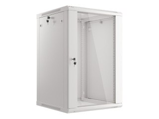 Lanberg :: Rack Cabinet 19? Wall-Mount 18U/600X600 (flat-pack) V2 Grey Glass door