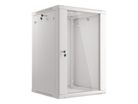 Lanberg :: Rack Cabinet 19? Wall-Mount 18U/600X600 (flat-pack) V2 Grey Glass door