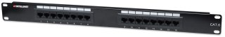 Patch panel UTP Cat6 16 portów, 1U, czarny