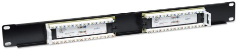 Patch panel UTP Cat6 16 portów, 1U, czarny
