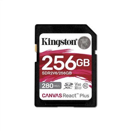 Kingston 256GB SDXC CANVAS REACT PLUS U3/UHS-II 280R/150W V60 FULL HD/4K