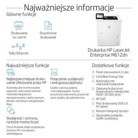 HP LaserJet Enterprise M612dn, Drukowanie, Drukowanie dwustronne