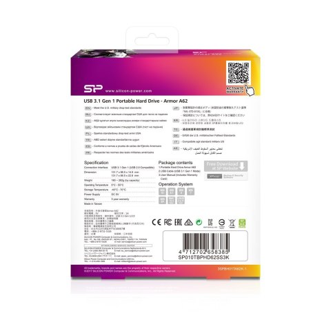 Silicon Power Armor A62 zewnętrzny dysk twarde 1 TB 2.5" USB Typu-A 3.2 Gen 1 (3.1 Gen 1) Czarny, Czerwony