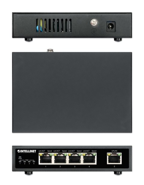 Switch Gigabit 4x RJ45 PoE+, 1x RJ45 Gigabit Uplink