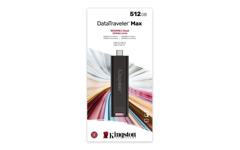Kingston Technology DataTraveler Max pamięć USB 512 GB USB Type-C 3.2 Gen 2 (3.1 Gen 2) Czarny