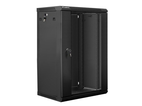 Lanberg :: Rack Cabinet 19? Wall-Mount 18U/600X450 (flat-pack) V2 Black, Glass door