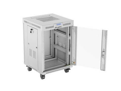 SZAFA INSTALACYJNA RACK STOJĄCA 19" 15U 600X600 SZARA DRZWI SZKLANE LCD LANBERG (FLAT PACK) V2