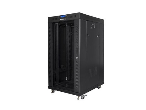 SZAFA INSTALACYJNA RACK STOJĄCA 19" 22U 800X800 CZARNA DRZWI SZKLANE LCD LANBERG (FLAT PACK) V2