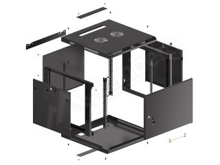 SZAFA INSTALACYJNA RACK WISZĄCA 19" 9U 600X600 CZARNA DRZWI METALOWE LANBERG (FLAT PACK)