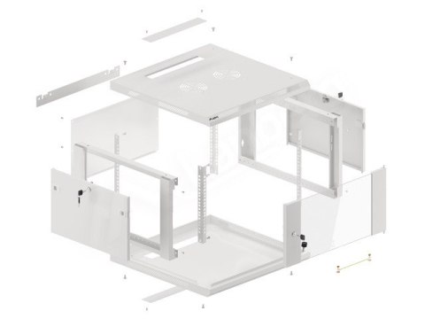 Lanberg :: Rack Cabinet 19? Wall-Mount 6U/600X600 (flat-pack) V2 Grey, Glass door
