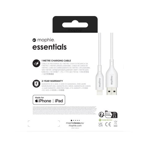 Mophie essentials charging cables | 1M Biały
